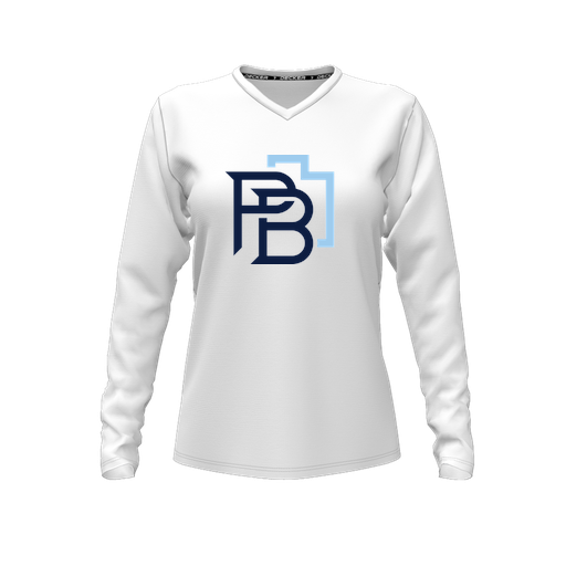 [CUS-DFW-TEES-CMF-VNK-LSL-WHT-FYXS-LOGO1] Decker Comfort T-Shirt (Female Youth XS, White, V Neck, Logo 1, Long Sleeve)