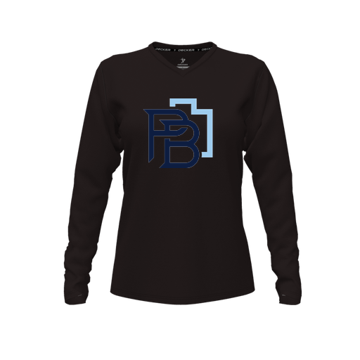 [CUS-DFW-TEES-CMF-VNK-LSL-BLK-FYXS-LOGO1] Decker Comfort T-Shirt (Female Youth XS, Black, V Neck, Logo 1, Long Sleeve)