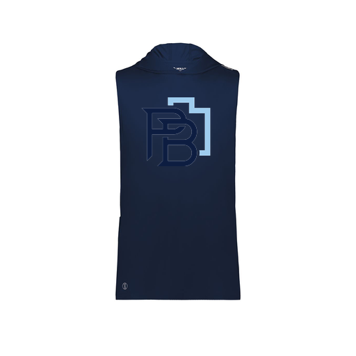 [222590.065.XS-LOGO1] Men's CoolDry Sleeveless Hoodie (Adult XS, Navy, Logo 1)